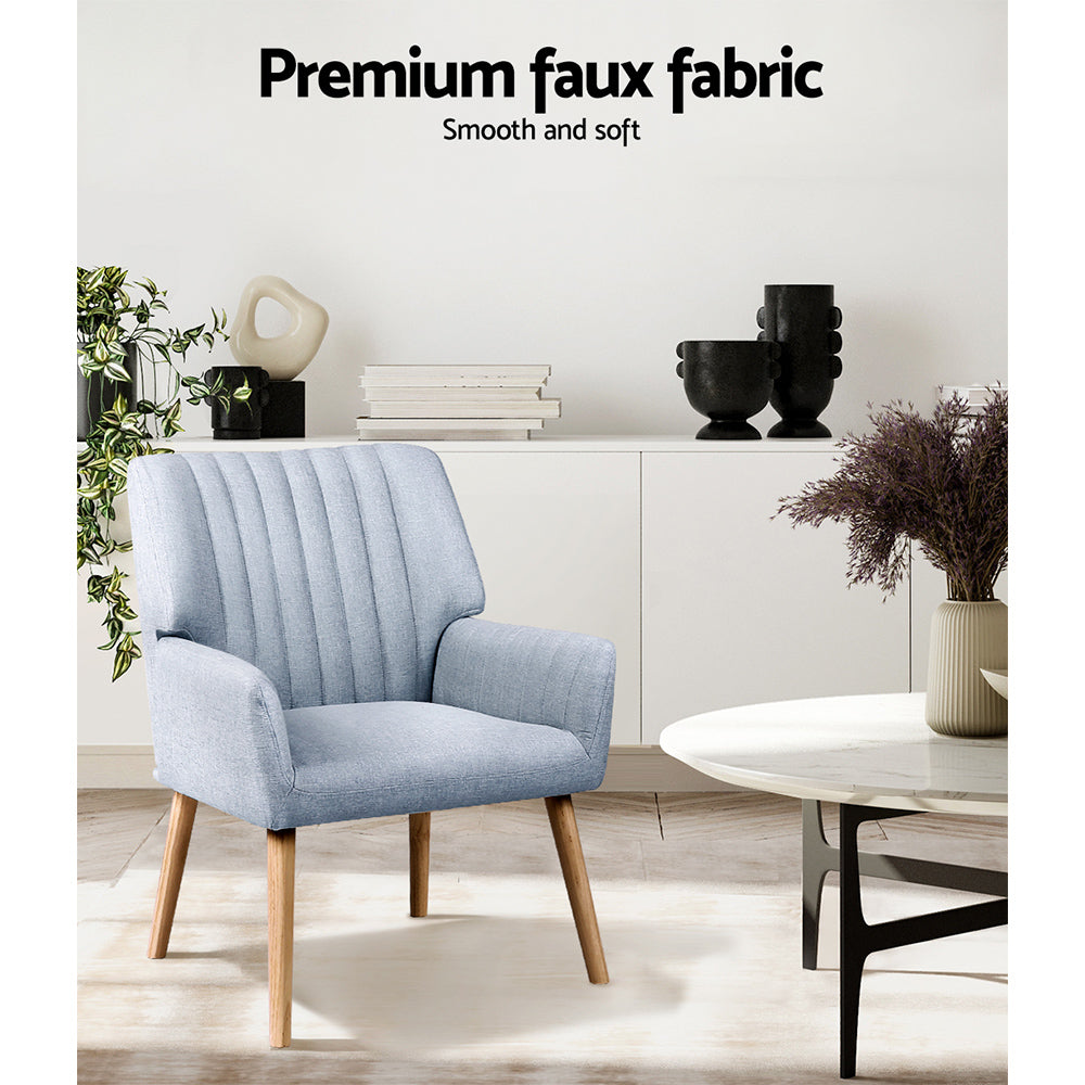 P&F ZennHome Armchair Fabric Blue Grey Sebastini