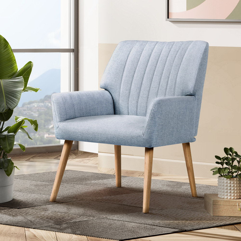 P&F ZennHome Armchair Fabric Blue Grey Sebastini