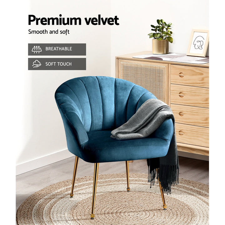 P&F ZennHome Armchair Velvet Blue Eloise