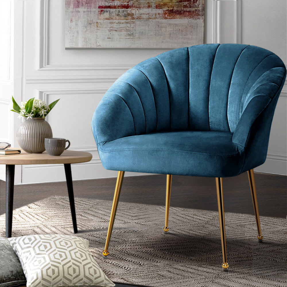 P&F ZennHome Armchair Velvet Blue Eloise