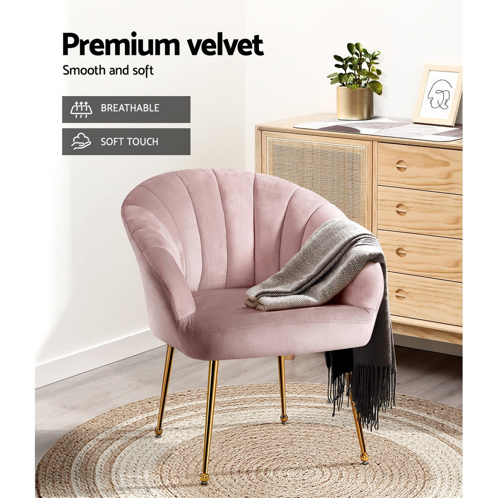 P&F ZennHome Armchair Velvet Pink Eloise