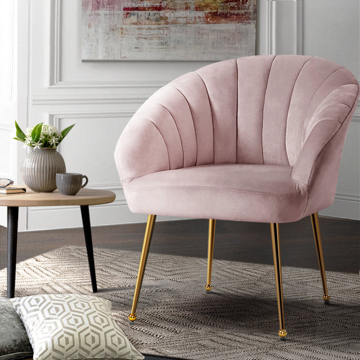 P&F ZennHome Armchair Velvet Pink Eloise