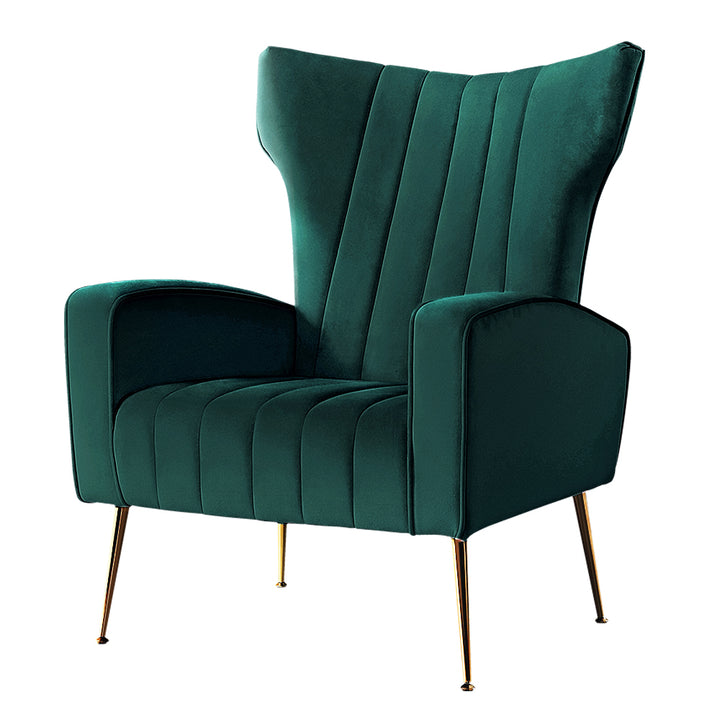 P&F ZennHome Armchair Green Velvet Kate