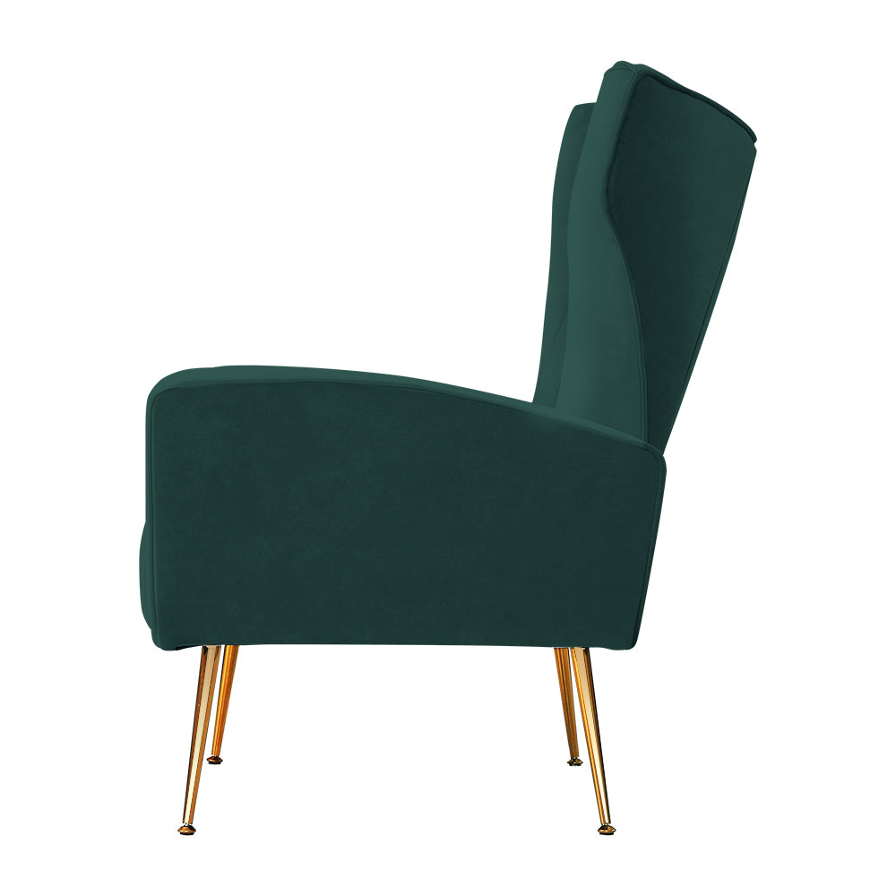 P&F ZennHome Armchair Green Velvet Kate