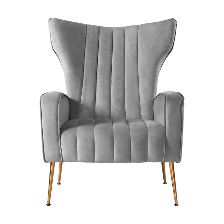 P&F ZennHome Armchair Grey Velvet Kate