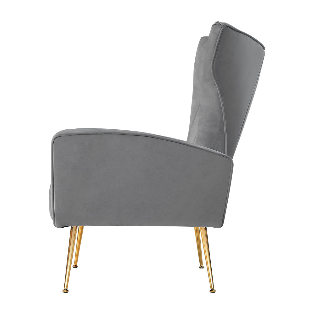 P&F ZennHome Armchair Grey Velvet Kate