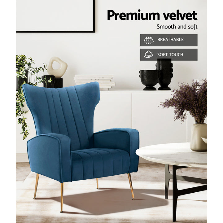 P&F ZennHome Armchair Navy Velvet Kate