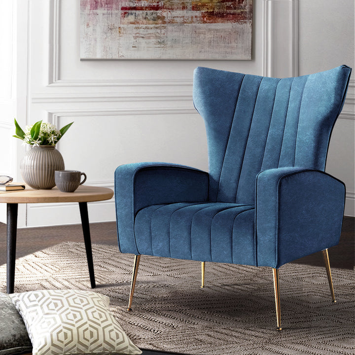 P&F ZennHome Armchair Navy Velvet Kate