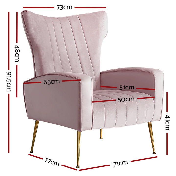 P&F ZennHome Armchair Pink Velvet Kate