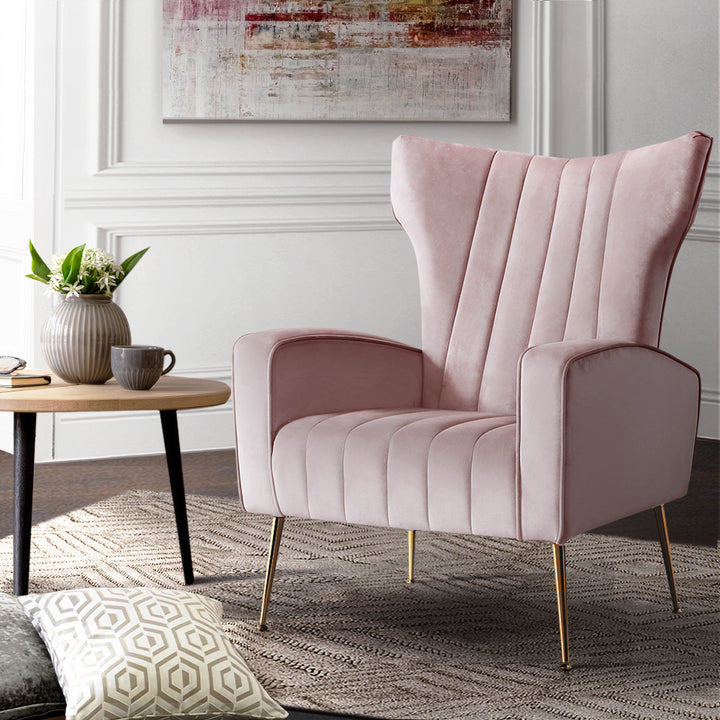 P&F ZennHome Armchair Pink Velvet Kate