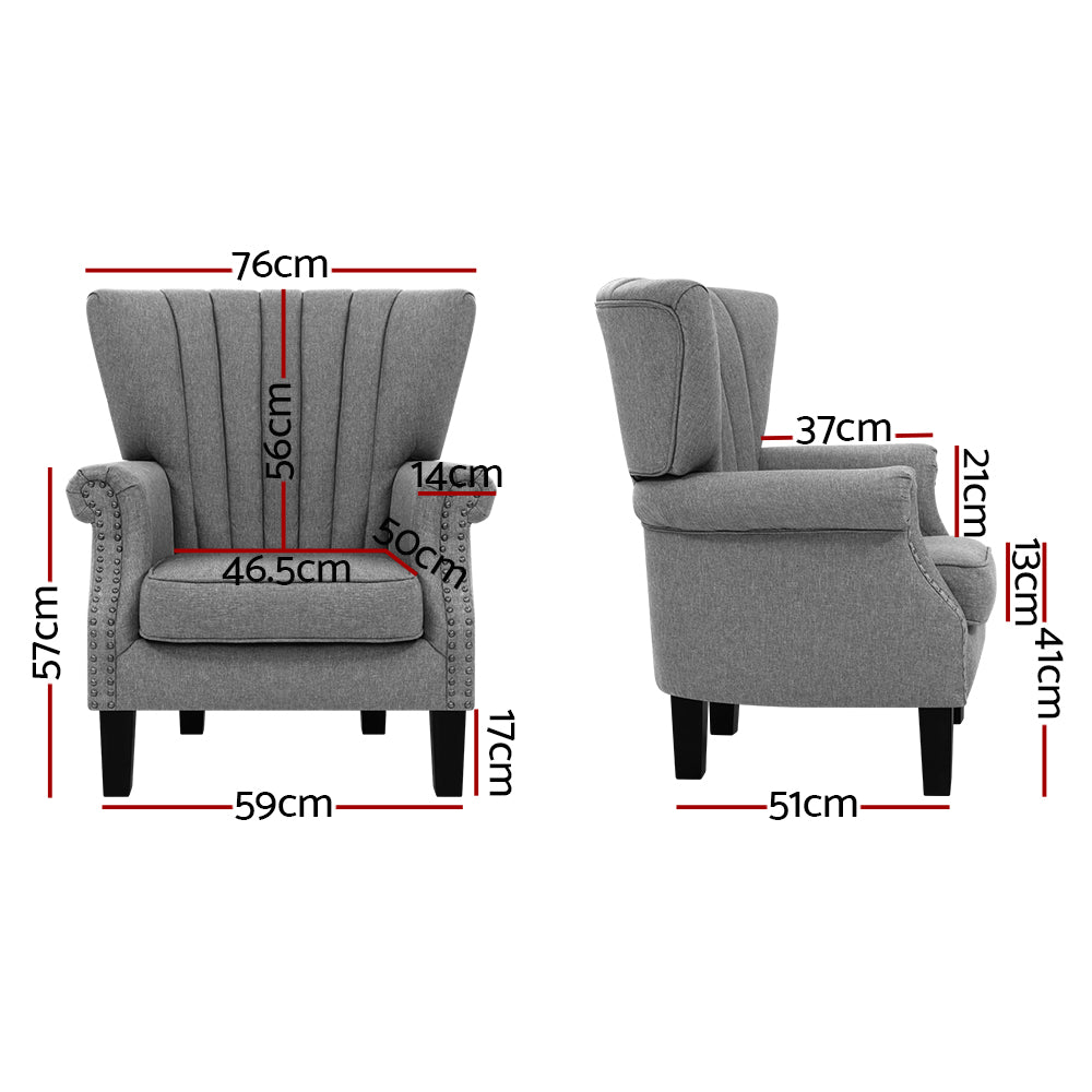 P&F ZennHome Armchair Wingback Grey Andrew