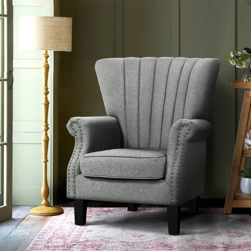 P&F ZennHome Armchair Wingback Grey Andrew