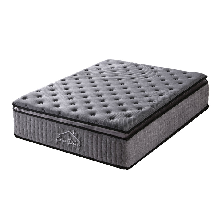 P&F Casa Decor Bamboo Charcoal Mattress Pocket Spring Pillowtop 5 Zone 32cm Depth - Queen - Charcoal