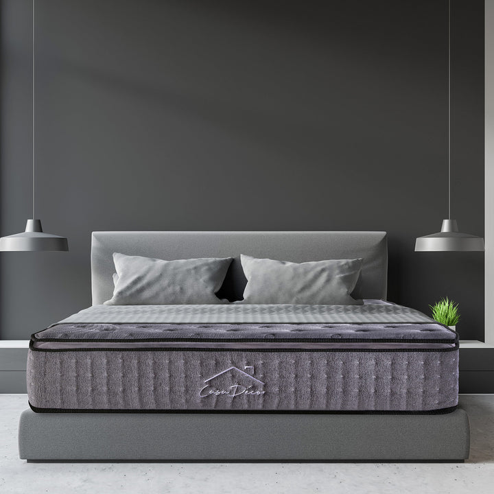 P&F Casa Decor Bamboo Charcoal Mattress Pocket Spring Pillowtop 5 Zone 32cm Depth - Queen - Charcoal