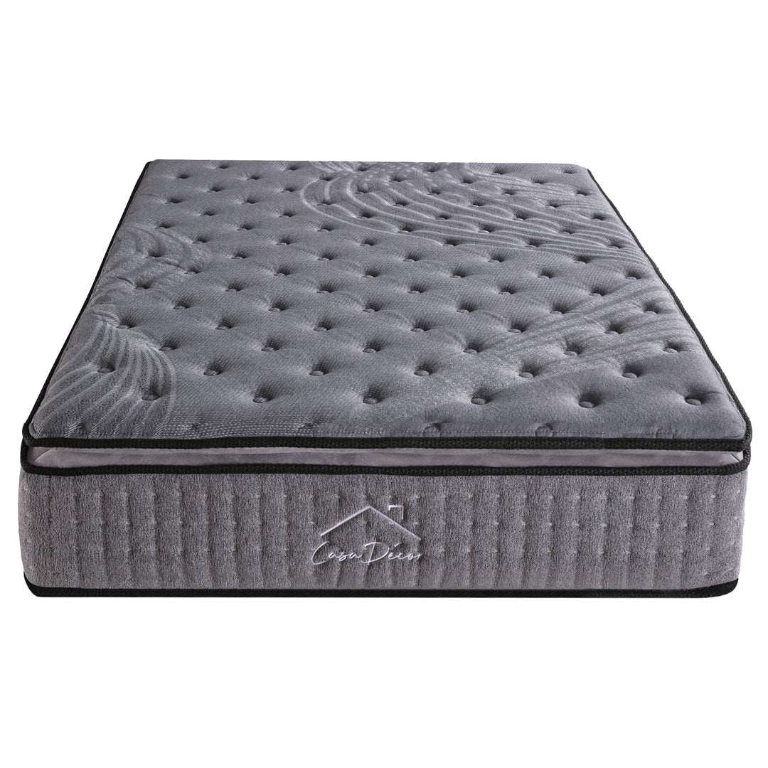 P&F Casa Decor Bamboo Charcoal Mattress Pocket Spring Pillowtop 5 Zone 32cm Depth - Queen - Charcoal