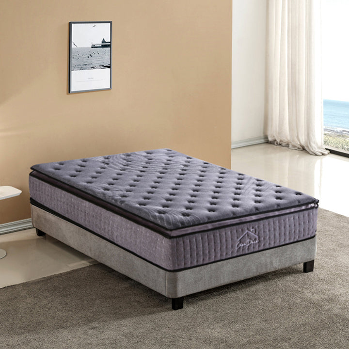 P&F Casa Decor Bamboo Charcoal Mattress Pocket Spring Pillowtop 5 Zone 32cm Depth - Queen - Charcoal