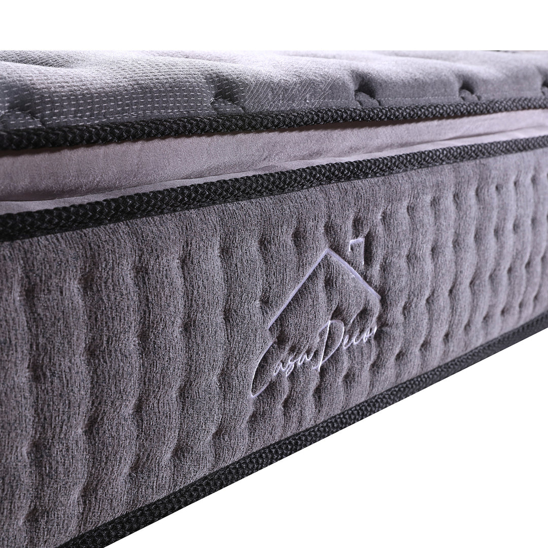 P&F Casa Decor Bamboo Charcoal Mattress Pocket Spring Pillowtop 5 Zone 32cm Depth - Queen - Charcoal