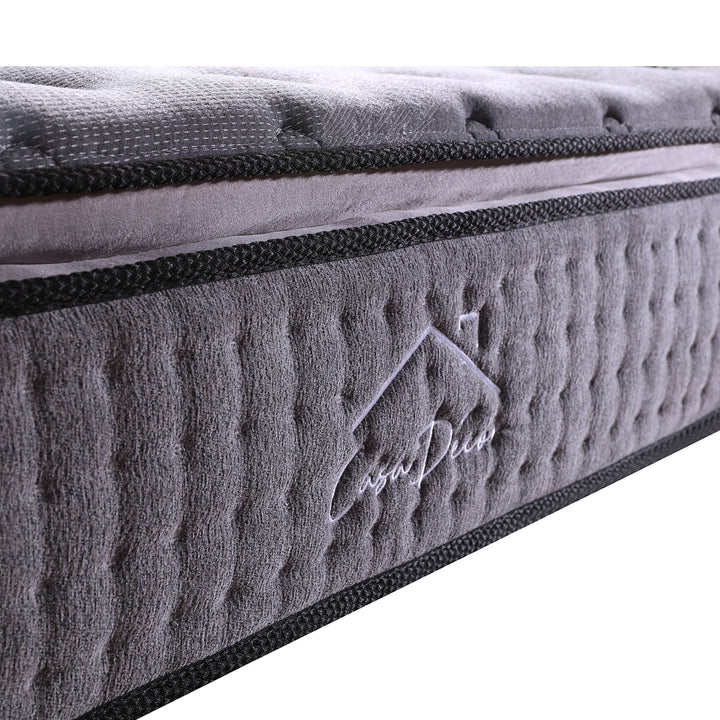 P&F Casa Decor Bamboo Charcoal Mattress Pocket Spring Pillowtop 5 Zone 32cm Depth - Queen - Charcoal