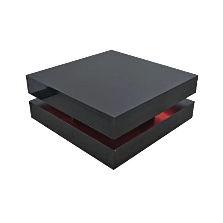 P&F SkyWay Modern Large High Gloss Coffee Table With LED Lights Black