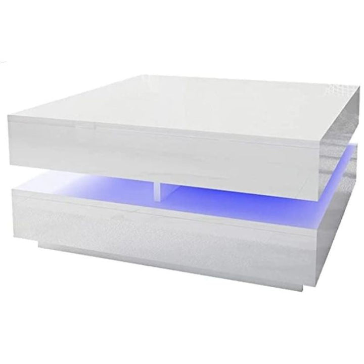 P&F SkyWay Modern Large High Gloss Coffee Table With LED Lights White