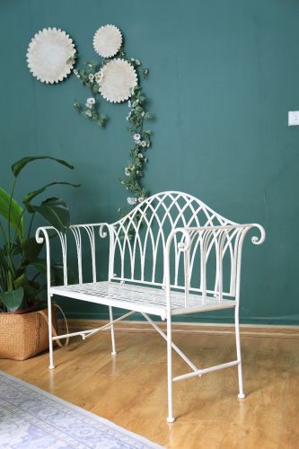 P&F ZennHome Antique White Dream Outdoor Bench