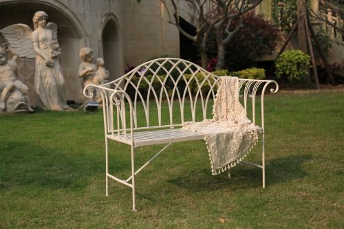 P&F ZennHome Antique White Dream Outdoor Bench