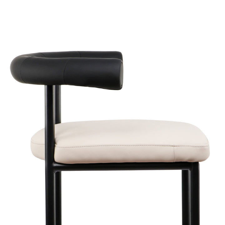 P&F ZennHome Bar Stool W/ High-density Foam Upholstered In PU Leather Sturdy Iron Frame In Black And Beige