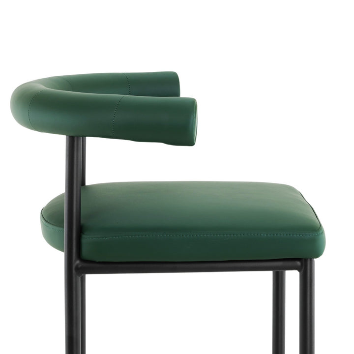 P&F ZennHome Bar Stool W/ High-density Foam Upholstered In Pu Leather Sturdy Iron Frame Green