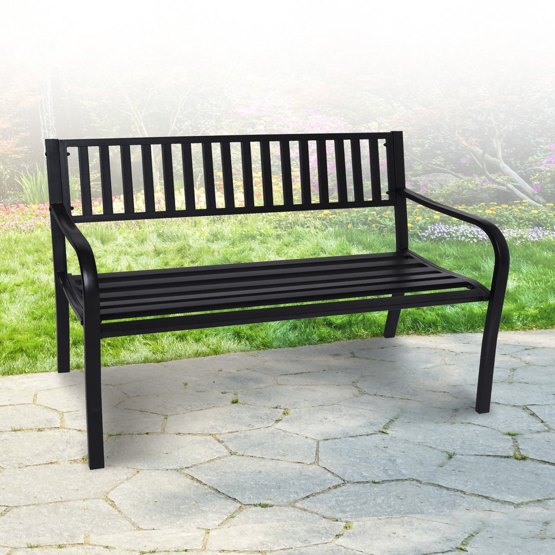 P&F ZennHome Steel Outdoor Garden Bench - Modern