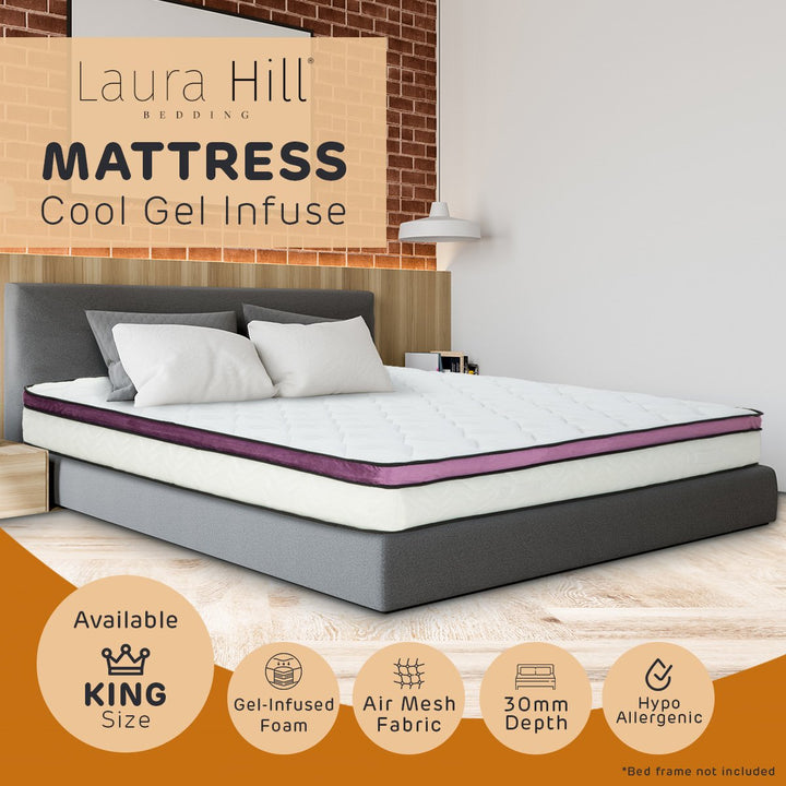 P&F DreamEz King Mattress Visco Cool Gel Infused Memory Foam Euro Top Pocket Spring 30cm