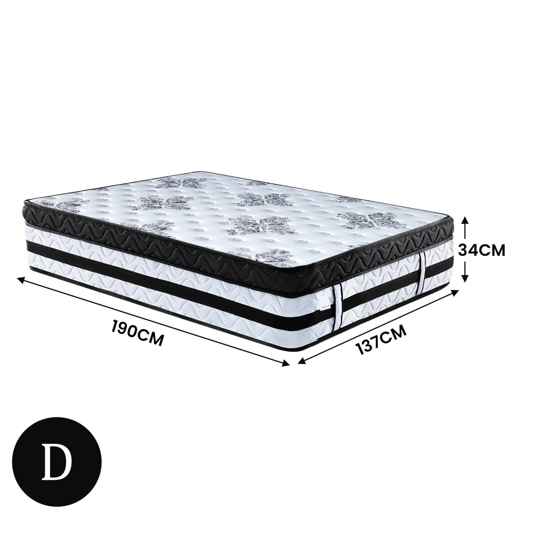 P&F DreamEz Double Mattress Bed Size Euro Top 5 Zone Spring Foam 34cm Bedding Pocket