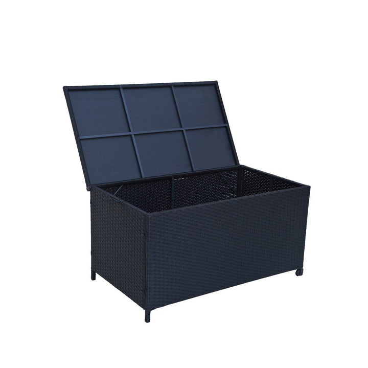 P&F ZennHome Outdoor PE Wicker Storage Box Garden 320L-Black