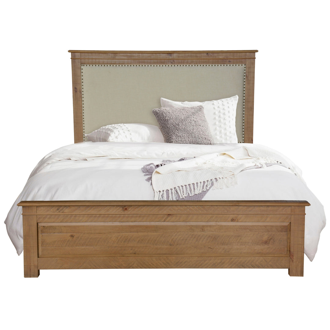 P&F Jade 4pc King Bed Suite Bedside Tallboy Bedroom Furniture Package - Natural