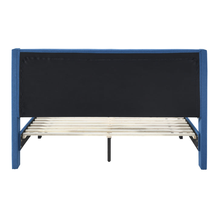 P&F Samson King Bed Winged Headboard Fabric Upholstered - Blue