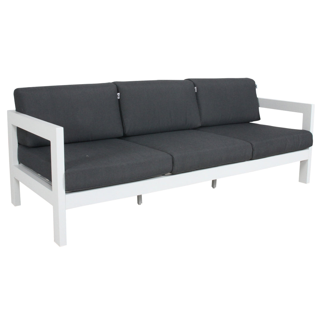 P&F ZennHome 2pc Set 2+3 Seater Outdoor Sofa Lounge Aluminium Frame White