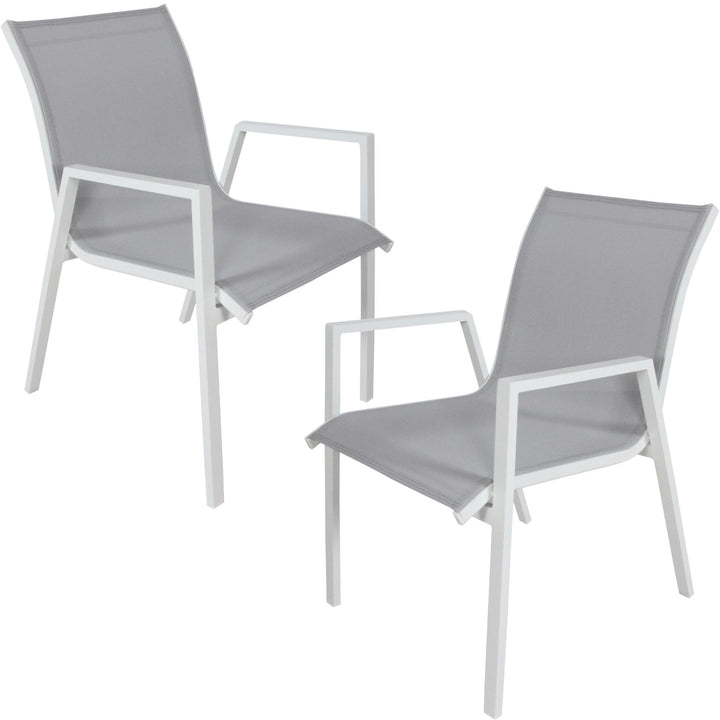 P&F ZennHome Snow 2pc Set Aluminium Outdoor Dining Table Chair White