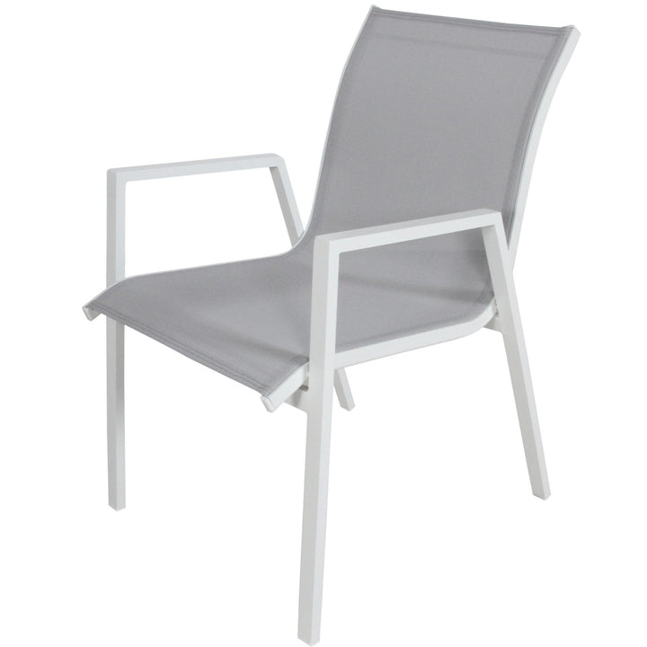 P&F ZennHome Snow 2pc Set Aluminium Outdoor Dining Table Chair White