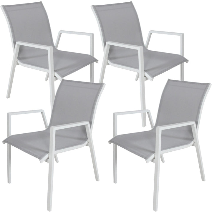 P&F ZennHome Snow 4pc Set Aluminium Outdoor Dining Table Chair White