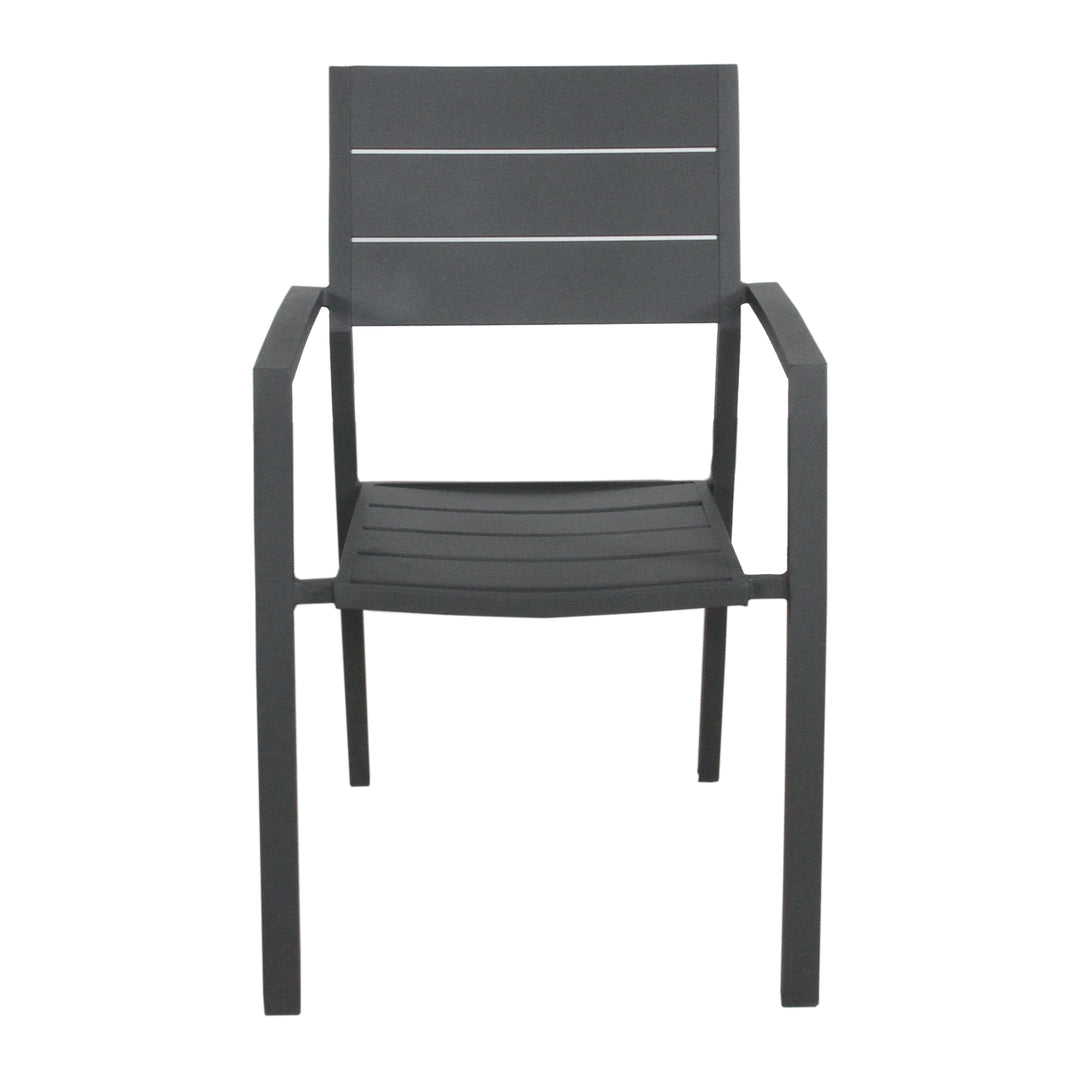 P&F ZennHome Penny 2pc Set Outdoor Dining Table Chair Aluminium Frame Grey