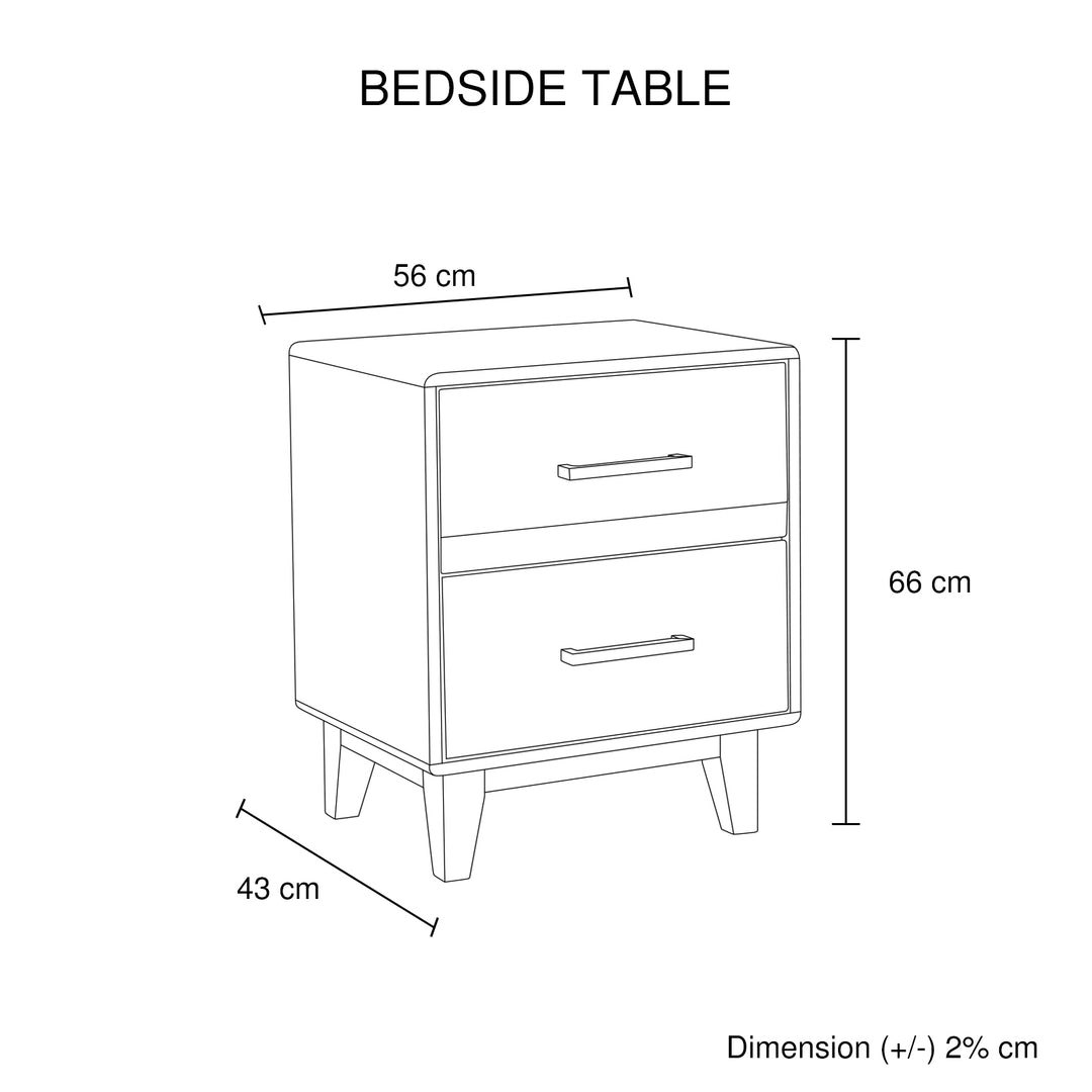 P&F DreamEz 4 Pieces Bedroom Suite Double Size in Solid Wood Antique Design Light Brown Bed, Bedside Table & Tallboy