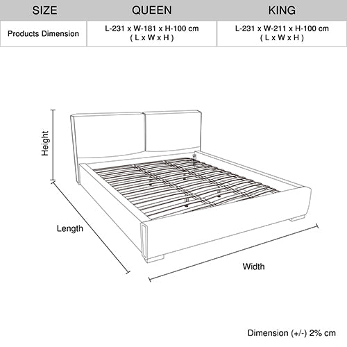 P&F Luxur Louis Queen Bed Frame PU leather KD Slat in Wooden Legs