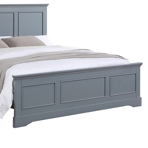 P&F BohoNest King Bed Frame in Solid Wood with Slats Support in Grey colour