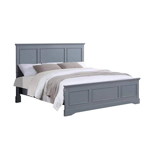 P&F BohoNest Queen Bed Frame in Solid Wood with Slats Support in Grey colour