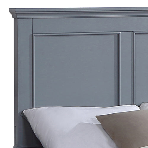 P&F BohoNest Queen Bed Frame in Solid Wood with Slats Support in Grey colour