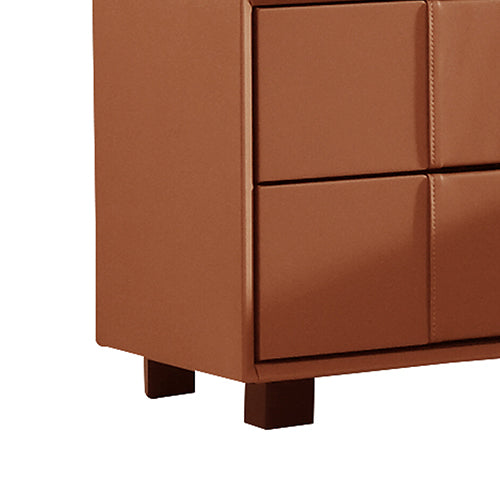 P&F ZennHome Louis Bedside Table MDF With PU Leather Wooden Legs