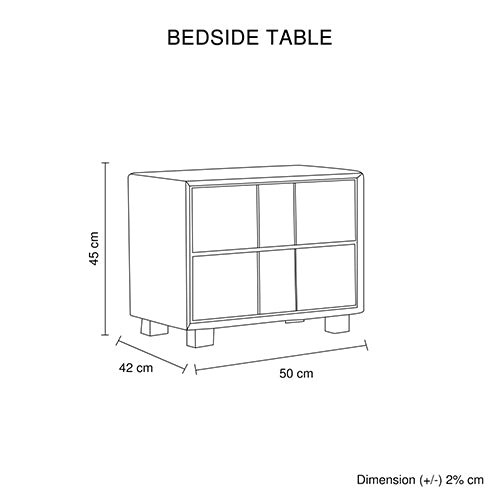 P&F ZennHome Louis Bedside Table MDF With PU Leather Wooden Legs