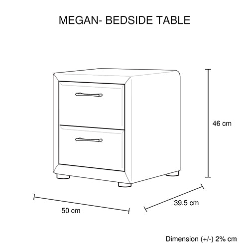 P&F Bedside Table 2 drawers Night Stand Upholstery Fabric Storage in Light Grey Colour