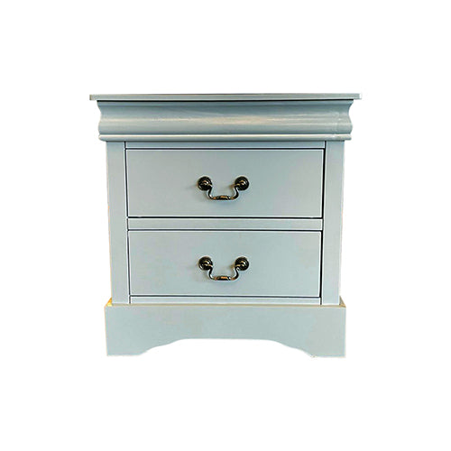 P&F ZennHome Bedside Table Grey Colour With 2 Drawers Night Stand Solid Wood Metal Handles