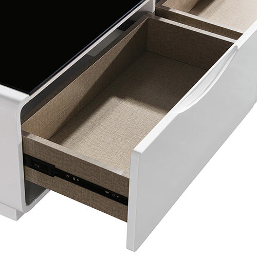 P&F Coffee Table High Gloss Finish MDF Black & White Colour with 2 Drawers Storage