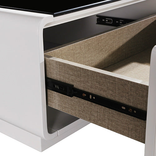 P&F Coffee Table High Gloss Finish MDF Black & White Colour with 2 Drawers Storage